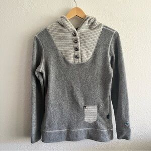 Kuhl Women’s Small Chianti Fleece Wool Long Sleeve Pullover Gray Button Hoodie